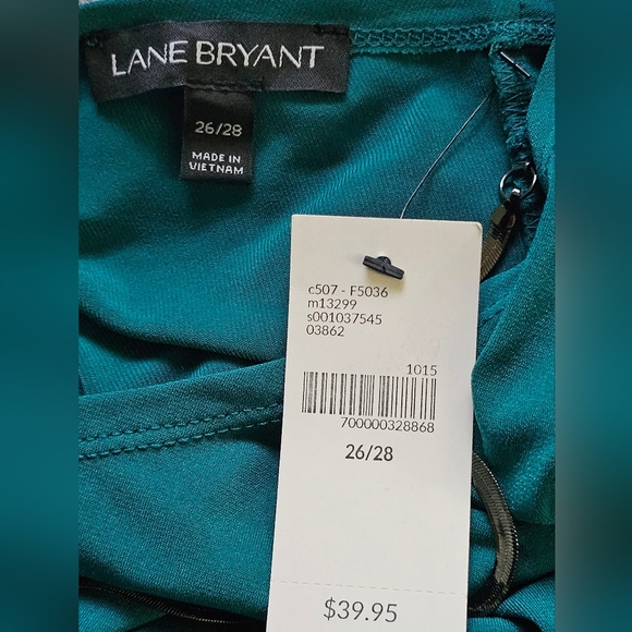 NWT - Lane Bryant - Dressy Top w/ Removable Necklace - Green - 26/28 - Picture 3 of 6